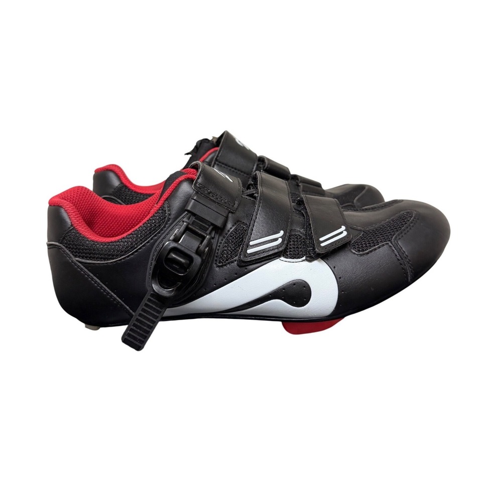 Peloton Cycling Shoes Mens EU 42 US 9 Black Red 3 Strap Road Bike Delta Cleats